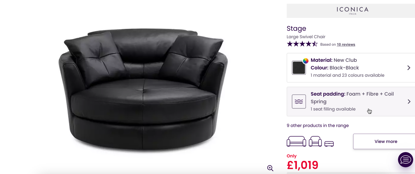 Jacque Dfs Full Leather Black Electric Recliner Corner Sofa & Swingle Chair RRP £3448