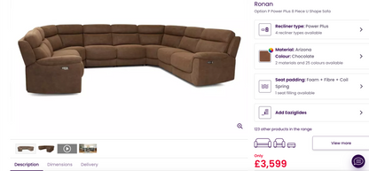 DFS Brown Leather Modular Corner Sofa with 4 Seater Electric Recliners  | RRP over £3000