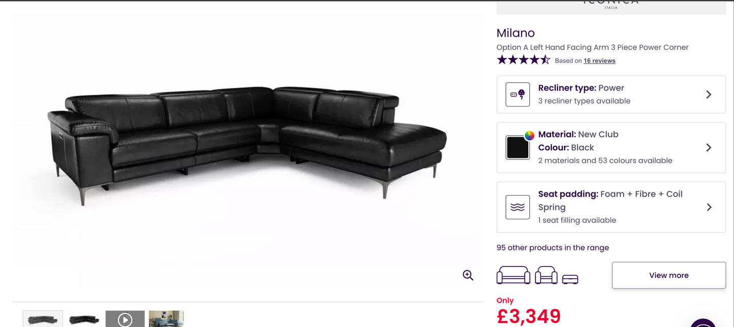Dfs Full Genuine Black Leather Corner Sofa | RRP over £3000