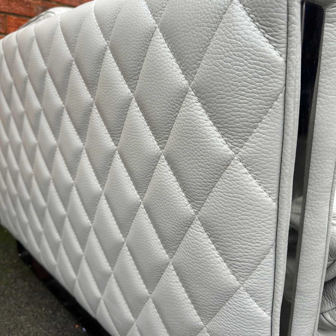 Ex-Display Alvaro Genuine Grey Leather 3 Seater Power Recliner Sofa (Sofology)