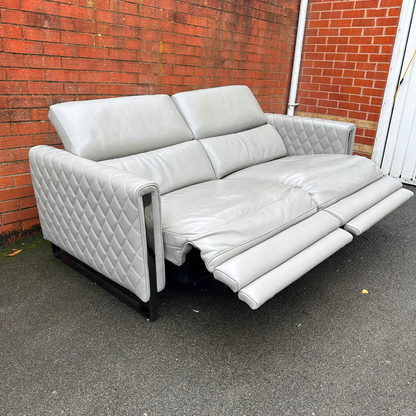 Ex-Display Alvaro Genuine Grey Leather 3 Seater Power Recliner Sofa (Sofology)