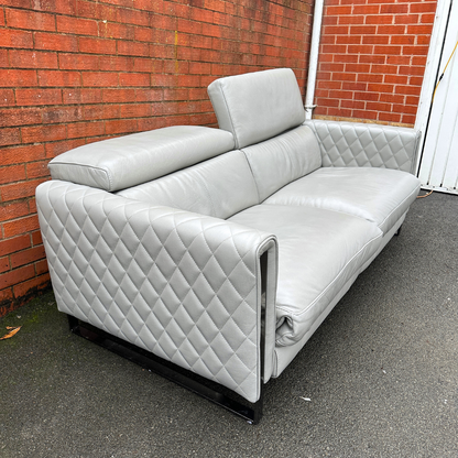 Ex-Display Alvaro Genuine Grey Leather 3 Seater Power Recliner Sofa (Sofology)