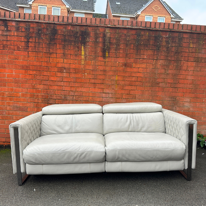 Ex-Display Alvaro Genuine Grey Leather 3 Seater Power Recliner Sofa (Sofology)