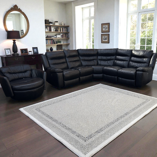 Jacque Dfs Full Leather Black Electric Recliner Corner Sofa & Swingle Chair RRP £3448