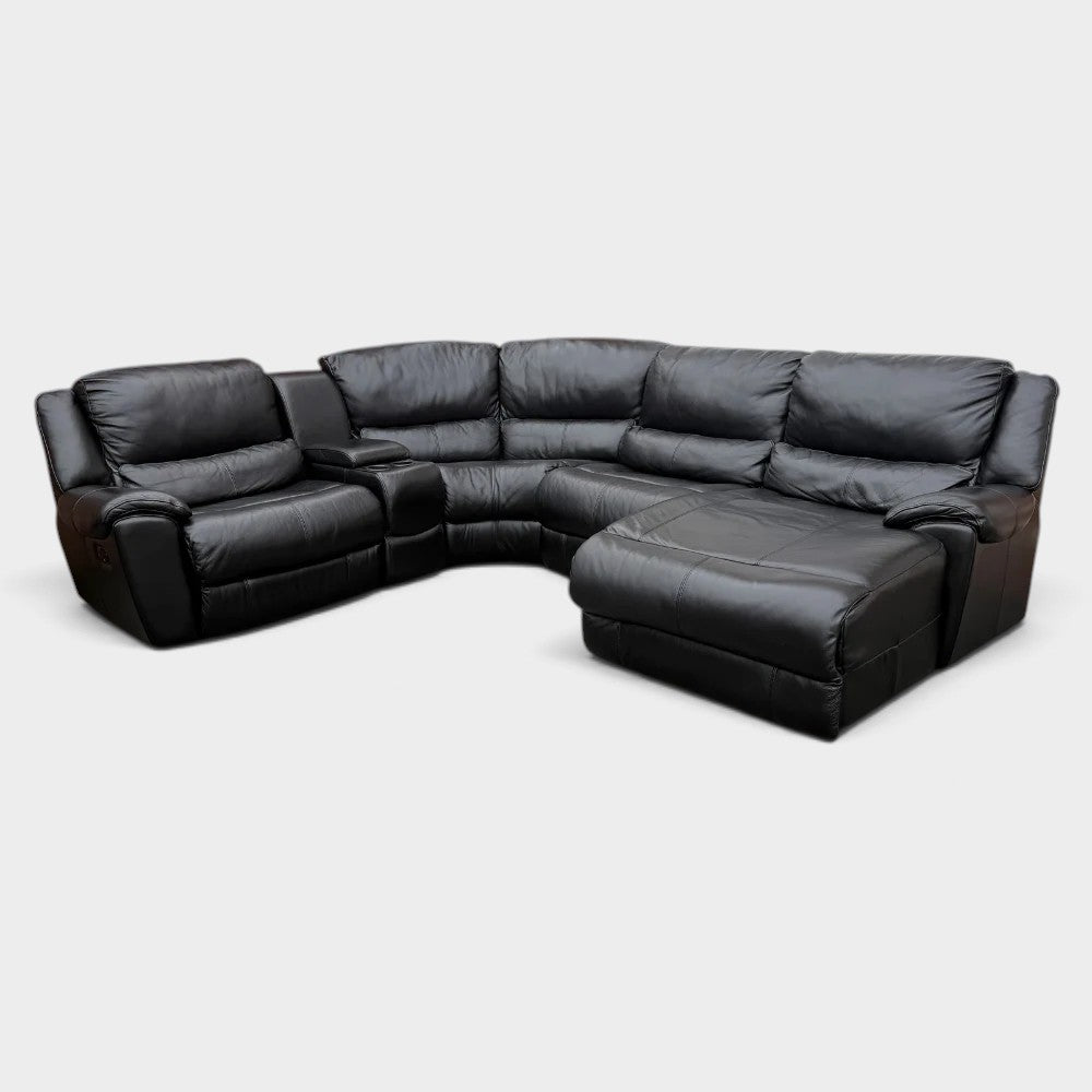 DFS Corner Sofa in Genuine Black Leather | RRP £3600