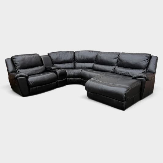 DFS Corner Sofa in Genuine Black Leather | RRP £3600
