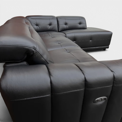 Ex-display SCS Kennedy Corner Sofa- El. Recliner - Black Leather |RRP £2400