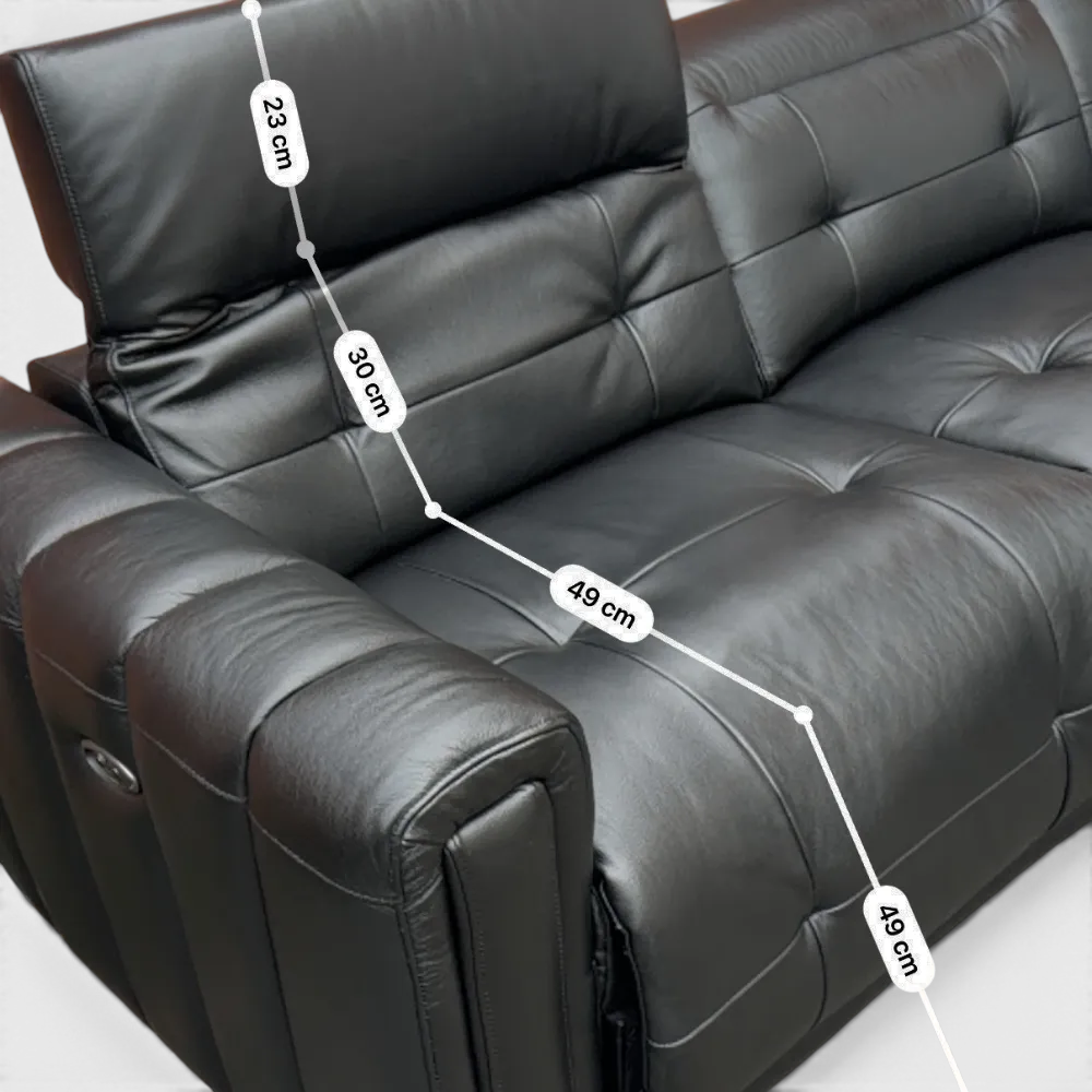 Ex-display SCS Kennedy Corner Sofa- El. Recliner - Black Leather |RRP £2400