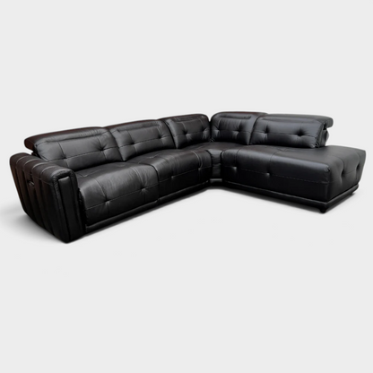 Ex-display SCS Kennedy Corner Sofa- El. Recliner - Black Leather |RRP £2400