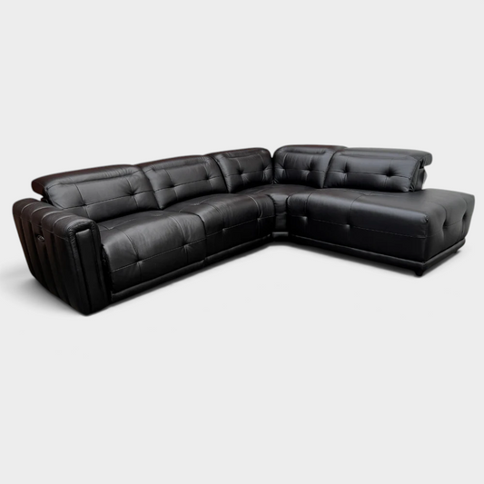 Ex-display SCS Kennedy Corner Sofa- El. Recliner - Black Leather |RRP £2400