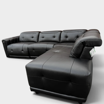 Ex-display SCS Kennedy Corner Sofa- El. Recliner - Black Leather |RRP £2400