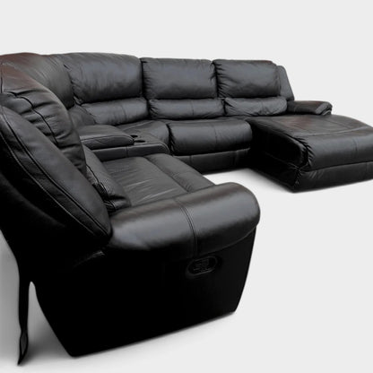 DFS Corner Sofa in Genuine Black Leather | RRP £3600