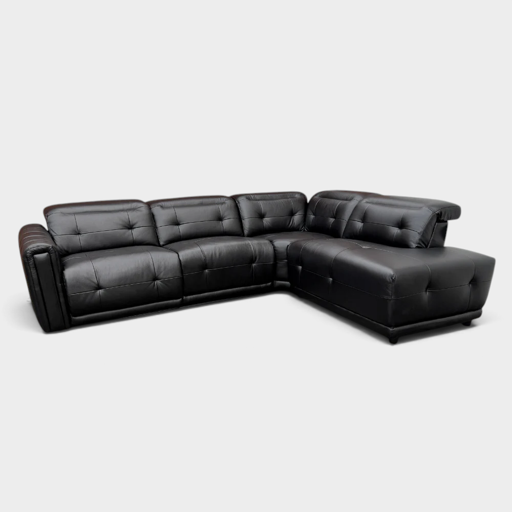 Ex-display SCS Kennedy Corner Sofa- El. Recliner - Black Leather |RRP £2400