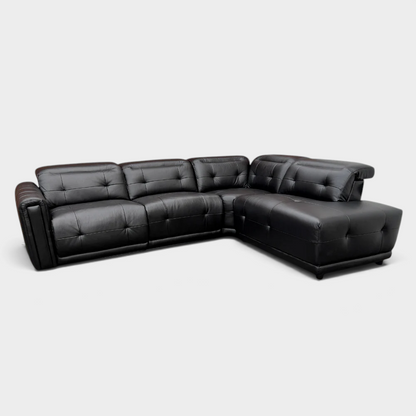 Ex-display SCS Kennedy Corner Sofa- El. Recliner - Black Leather |RRP £2400