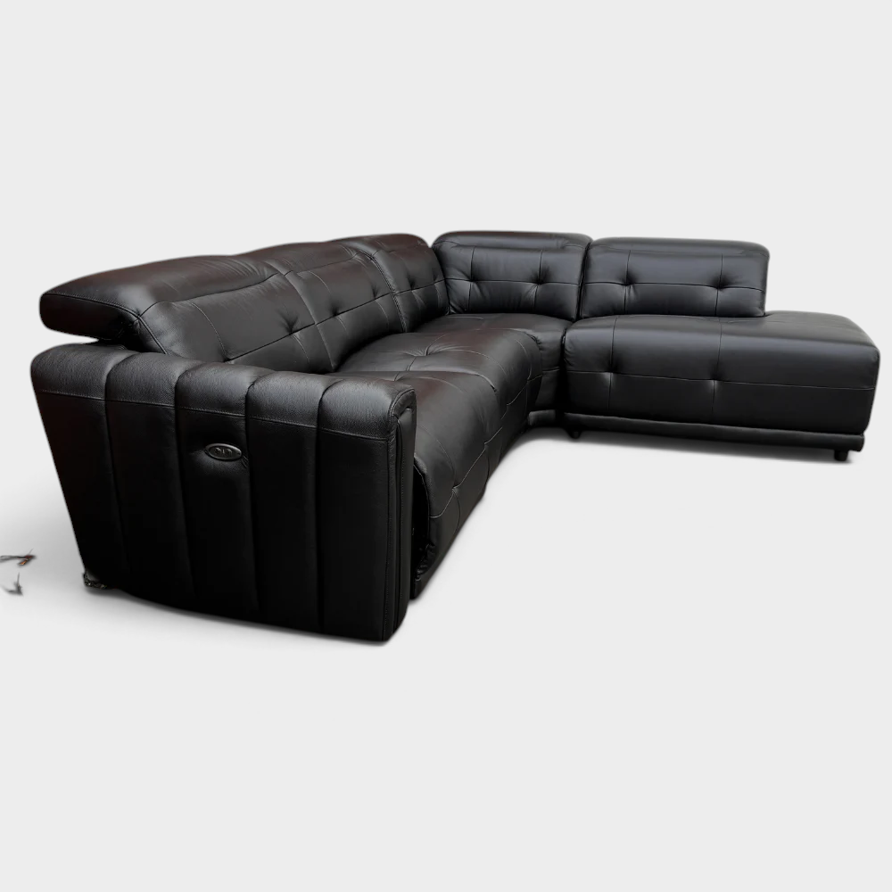Ex-display SCS Kennedy Corner Sofa- El. Recliner - Black Leather |RRP £2400