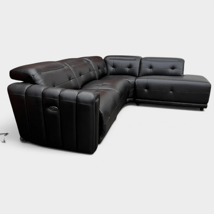 Ex-display SCS Kennedy Corner Sofa- El. Recliner - Black Leather |RRP £2400