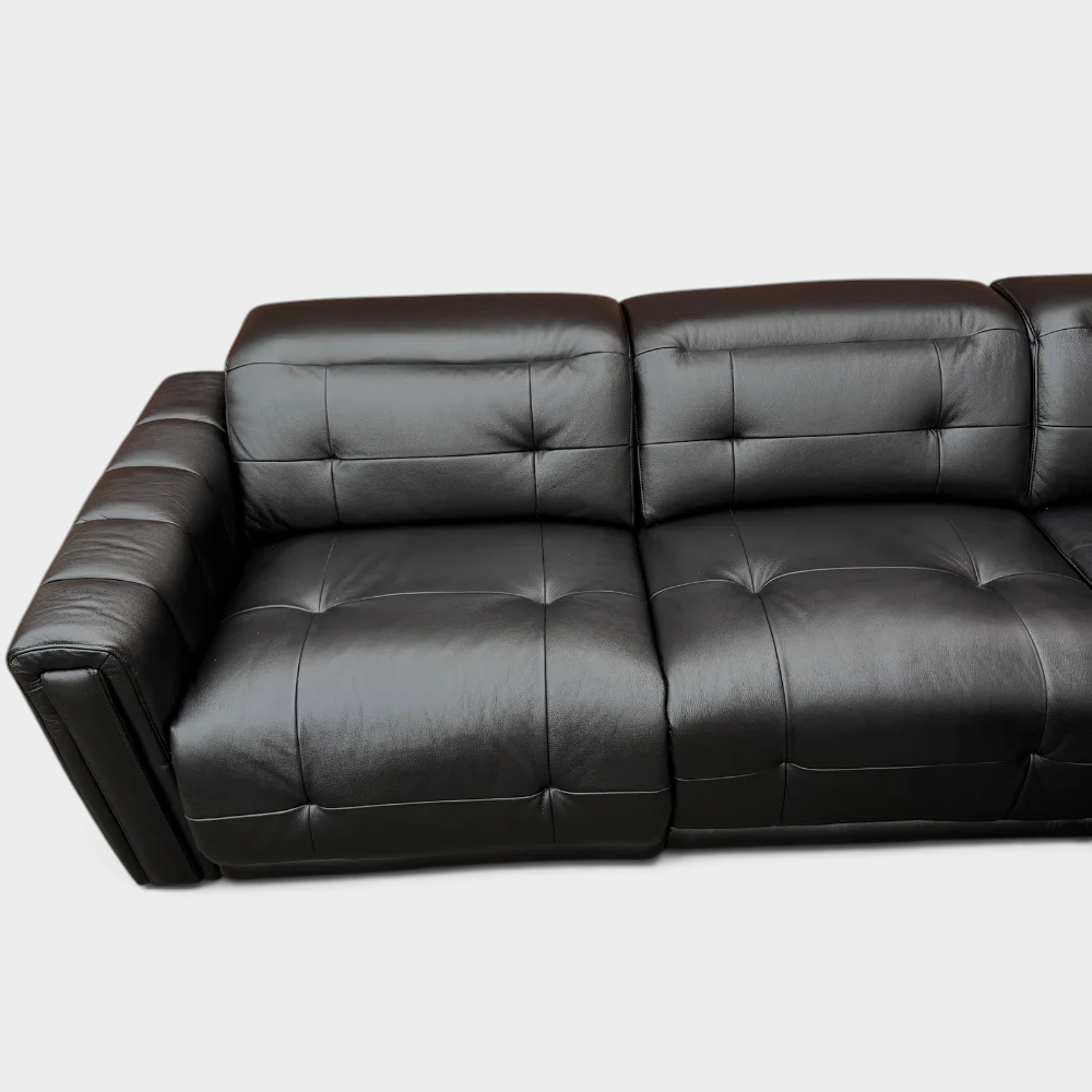 Ex-display SCS Kennedy Corner Sofa- El. Recliner - Black Leather |RRP £2400