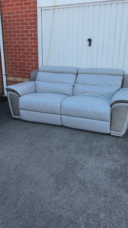 DFS 3&2 Seater Sofa Set - Recliners - Light Grey Leather