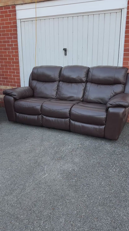 DFS Ex-Display-Never Used! 3+2+1 Seater Sofa Suite - Manual Recliners in Genuine Brown Leather