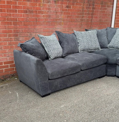 Ex-Display DFS "Loleta" Corner Sofa in Grey Crushed Velvet | RRP £1339