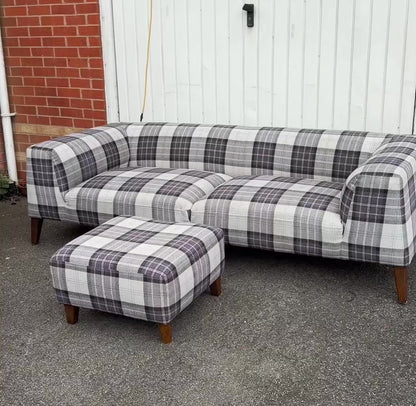 Metropolitan Style 3+3 Seater Sofa Set + FREE 2 Footrests - Dustin Ash Fabric