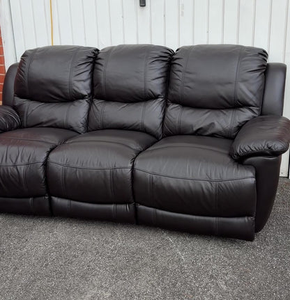DFS classic 3+2 Seater Sofa Set - Manual Recliners - Genuine Brown Leather